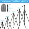Camera Tripod 60-Inch/152cm for DSLR/SLR, Smoothest Fluid Head Professional Lightweight Phone Tripod with Phone Holder &  Remote ► Photo 3/6