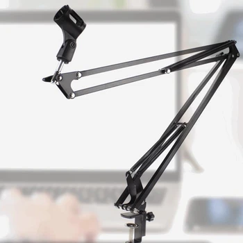 

360° Desktop Microphone Suspension Scissor Arm Microphone Stand Table Mounting Clamp