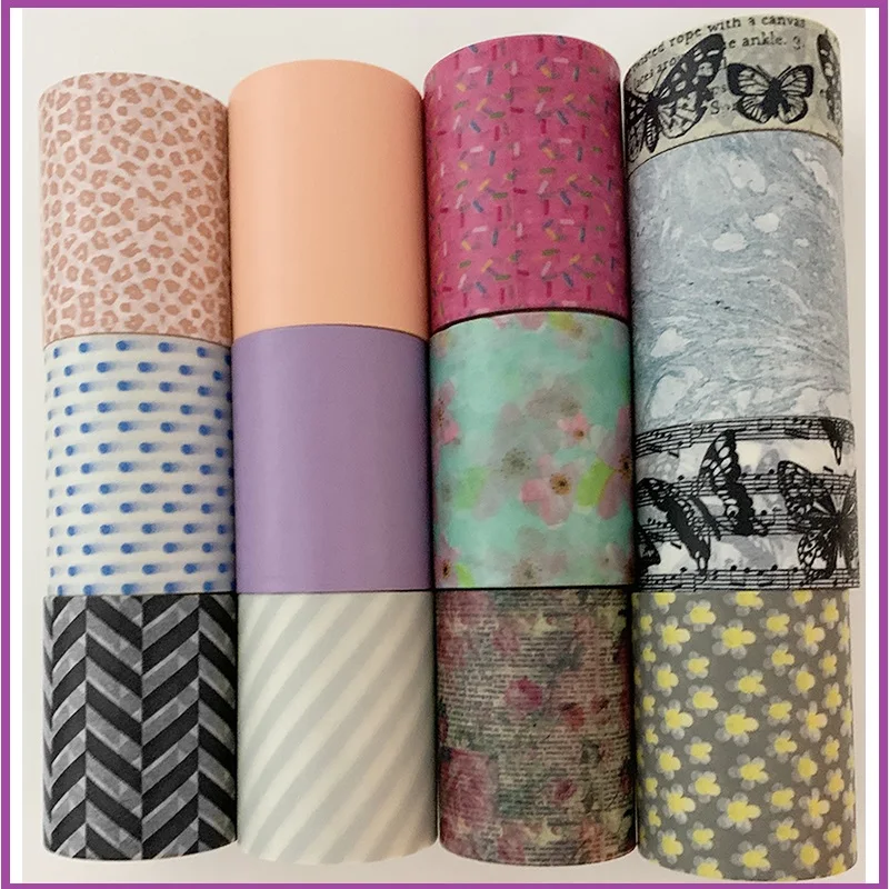 Wide washi tape solid color basic pattern design | Канцтовары для офиса и дома