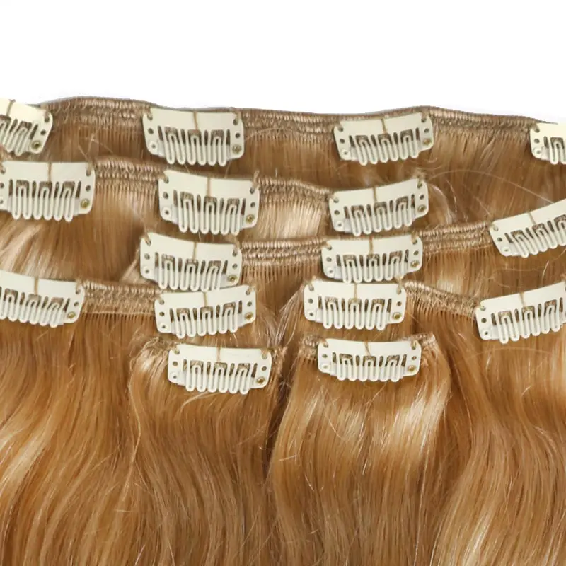 100g Full Head Brazilian Machine Made Remy Hair #60 Blonde 12&rdquo;-24&rdquo;Natural Straight Clip In Human Hair Extensions