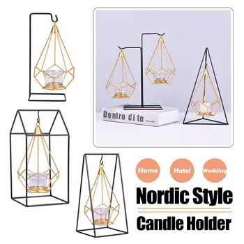 

5 Styles Nordic Scandinavian Style Wrought Iron Geometric Candle Holders Home Decorate Metal Crafts candlestick Home Decoration