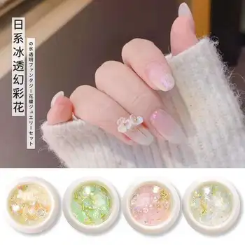 

1Box MIX Japanese style ice through Symphony Butterfly Manicure Shell Flower Jewelry Rhinestone Bead Rivets Nail Decoration Set