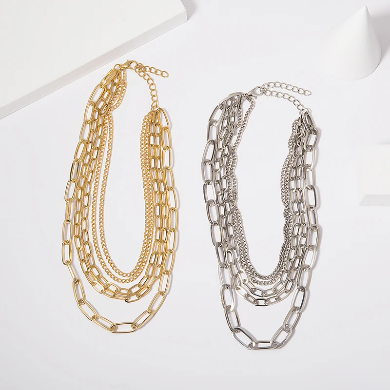 Multilayer Fashion Women Lady Alloy Clavicle Choker Necklace Charm Chain Jewelry