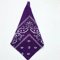 Versatile Paisley Print Cotton Bandana Scarf in Black & Red (Purple Bandana)
