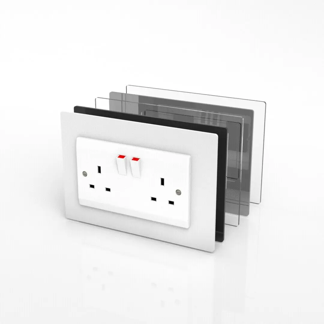 Double Light Plug Socket Switch Surround Acrylic Finger Plate