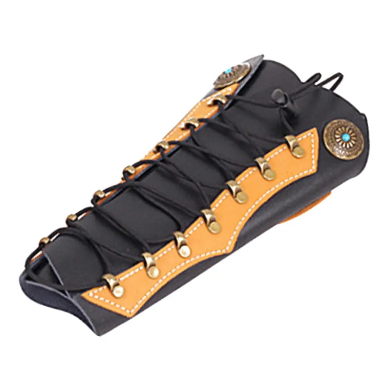Traditional Cowhide Archery Arm Guard To Hold The Hunt With Hardware To Shoot Recurve New