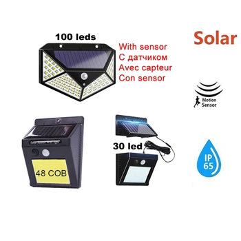 

Leds Solar Light Waterproof Motion Sensor Wall Lamp Powered Panel Lighting Street Outdoor Garden Lights White Black Color indoor