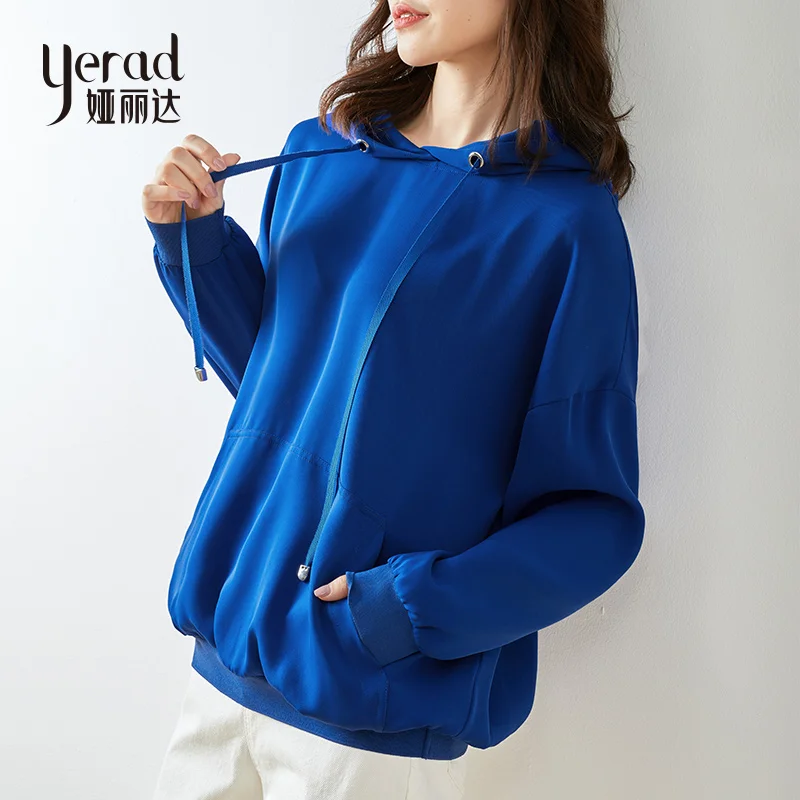 

YERAD Autumn Fashion Women Hoodies Casual Loose Pullover Sweatshirt Solid Female Hooded Tops