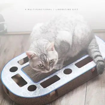 

Cat Scratcher Interactive Cat Kitten Toy Scratch Corrugated Cardboard with Balls 67JB