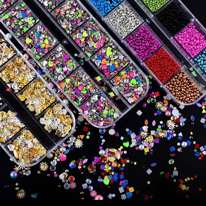 

DIY 3D Dazzling Tips Nail Sticker Sequins Colorful Nail Art Decoration Flatback Glitter Gem Jewelry Crystal Accessory 1Box New