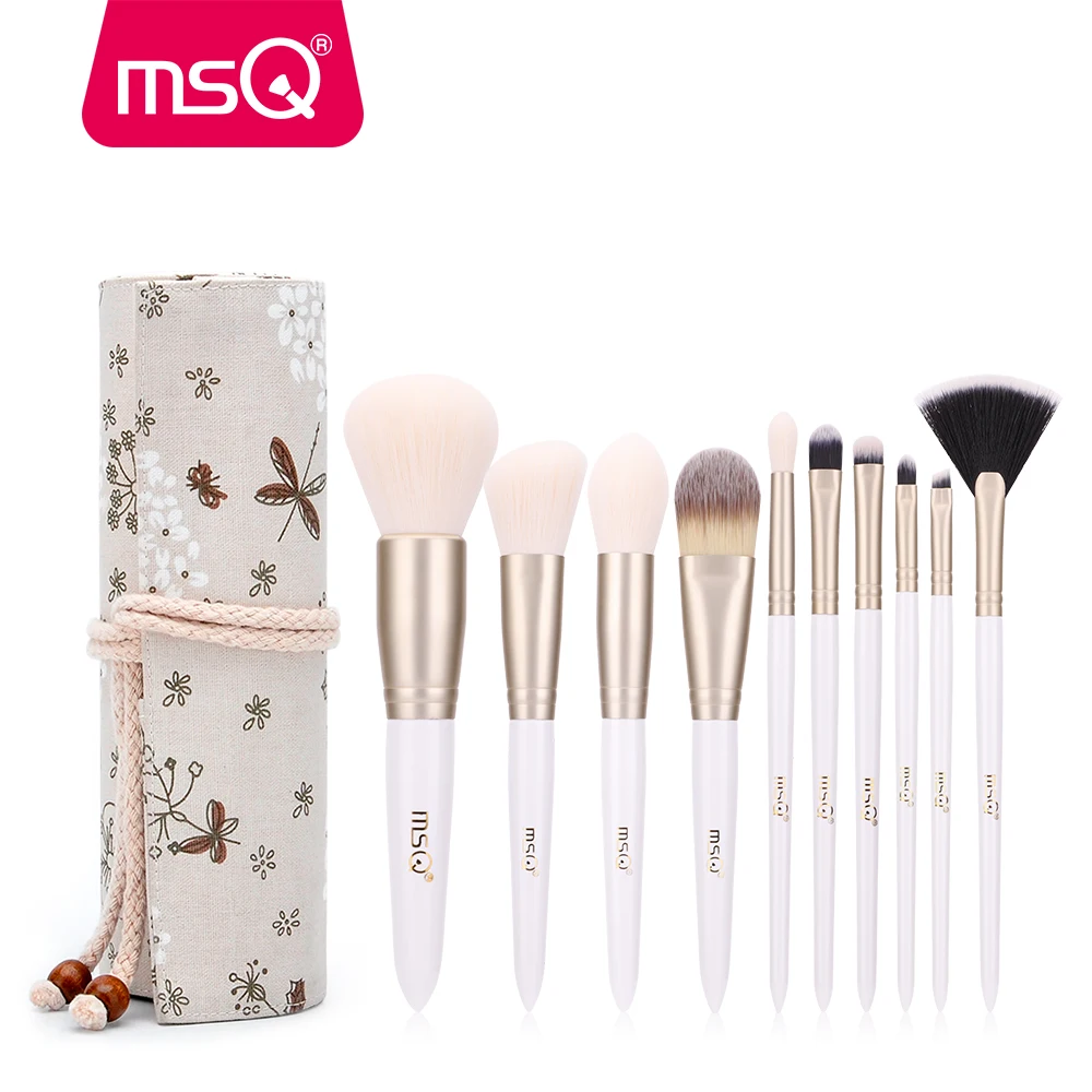 

MSQ 10PCS Makeup brushes Set Foundation Powder Eyeshadow Make up Brush Pearl White Gold pincel maquiagem Beauty Tools