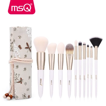 

MSQ 10PCS Makeup brushes Set Foundation Powder Eyeshadow Make up Brush Pearl White Gold pincel maquiagem Beauty Tools