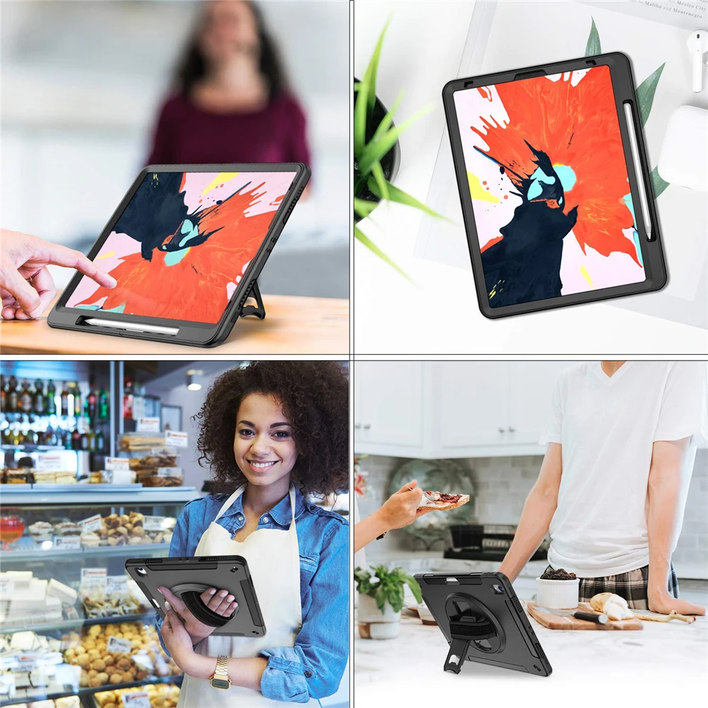 Ударопрочный чехол для планшета iPad Pro 12,9 дюйма 3rd Gen с держателем карандаша на руку с плечевым ремнем, защитный чехол FTLBX