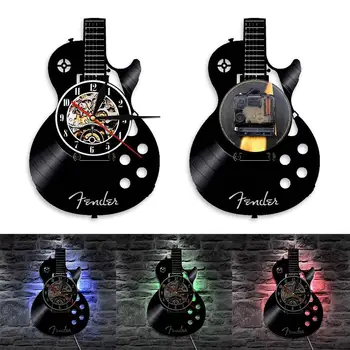 

Acoustic Guitar Musical Instrument Silent Vinyl Record Wall Clock Home Bar Decor
