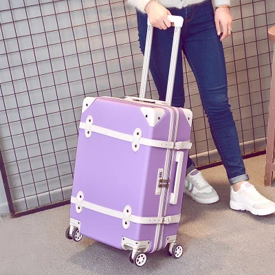 Runtongshanghang Male and Female Students Retro Suitcase Universal Wheel Trolley case Password Box Zipper Luggage Suitcase 22 inch Color : Blue