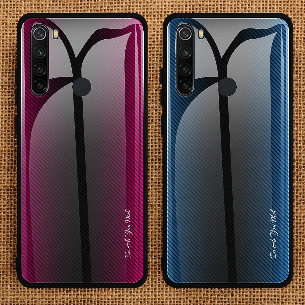 Gradient Tempered Glass Case For Xiaomi Redmi Note 8 Pro Colorful Phone Hard PC Back Cover |