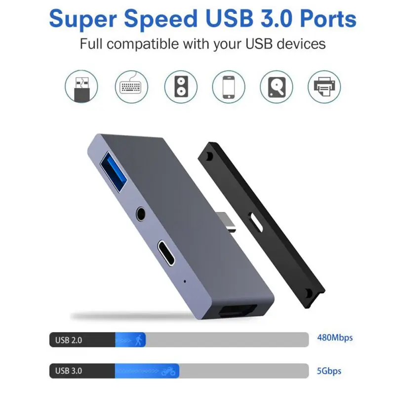 USB C концентратор для USB-C PD/Data HDMI 4K концентратор 3,0 Jack 3,5 мм наушники для iPad Pro Macbook Pro/Air type C адаптер Thunderbolt 3