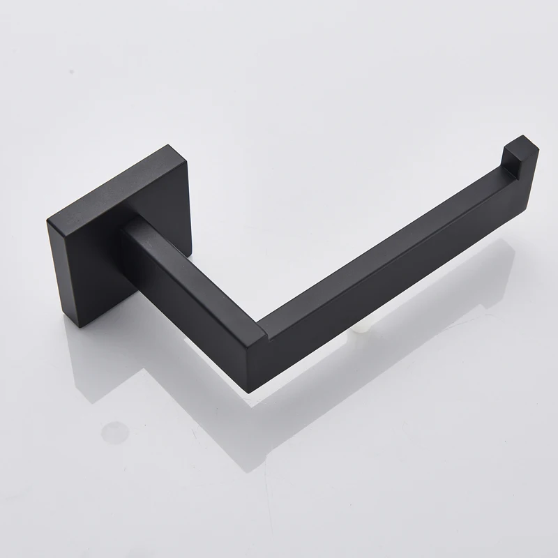 Bathroom Hardware Sets Black Toilet Paper Holder Towel Rack Robe Hook Bath Hardware Sets Accessories Wall Mount
