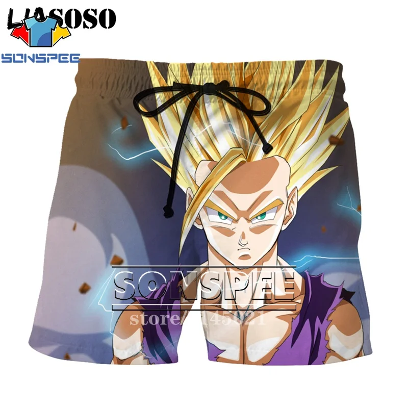 Лаванда SONSPEE мужские шорты с 3d принтом японского аниме DBZ Dragon Ball Z Son Goku Kakarotto, пляжные повседневные шорты, пляжные шорты D03 - Цвет: Лаванда