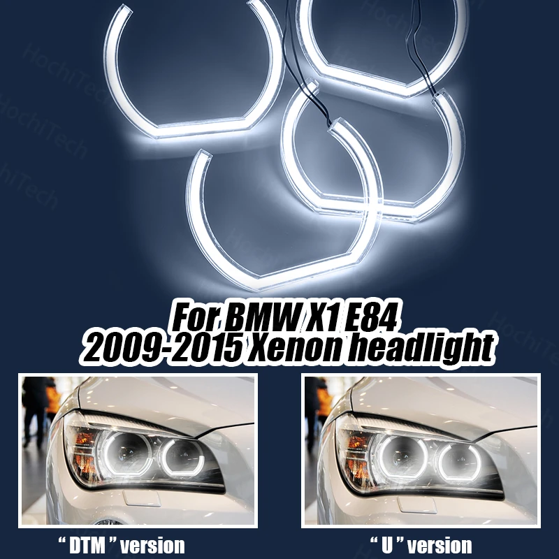 

White DTM U Shape Light DRL LED Angel Eyes Kit Halo Ring for BMW X1 E84 2009-2015 Xenon Headlight Crystal Angel Eyes