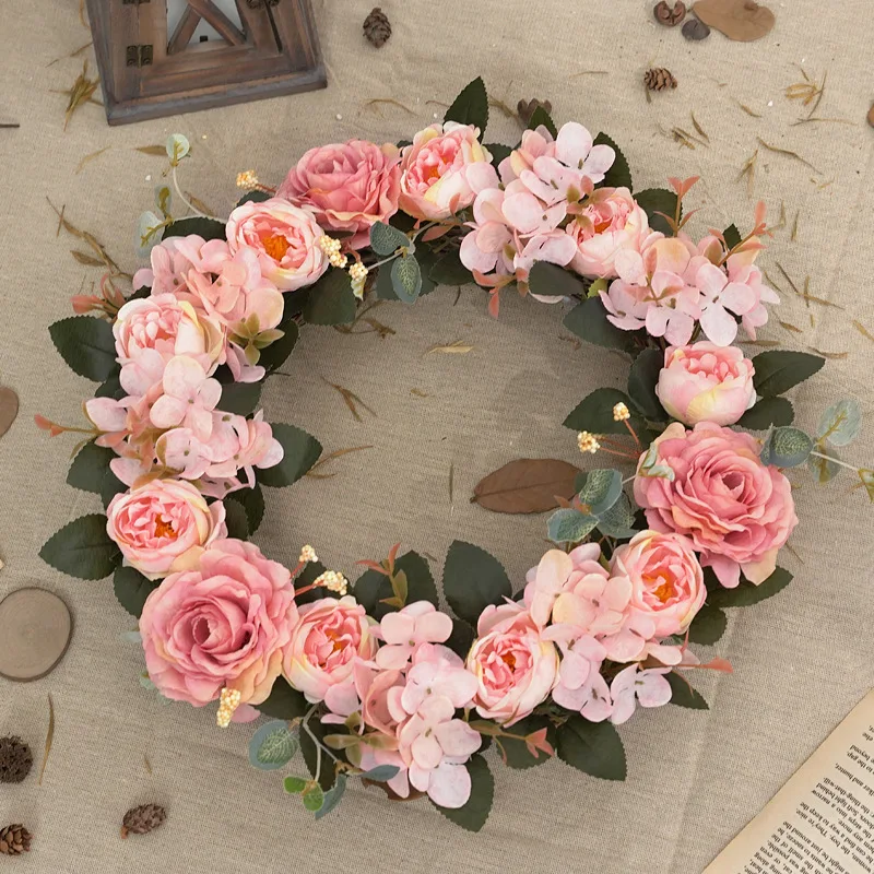 JAROWN Artificial Rose Wreath Garland Wedding Decoration Rattan Garland Christmas Home Decor Weave Wreath New Year Navidad Decorative (19)