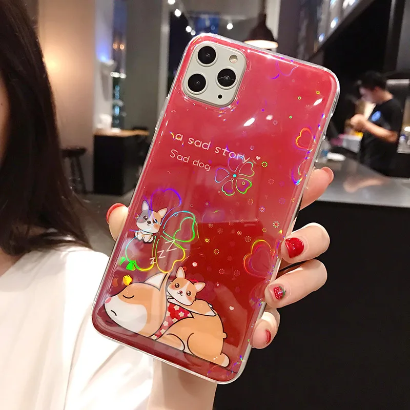 Блестящие чехлы для телефонов с рисунком собаки и медведя для iPhone 11Pro Max X 7 8 6 6S Plus, мягкая задняя крышка для iPhone XS Max XR, чехол Coque