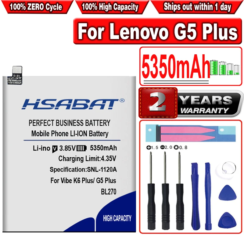 Аккумулятор HSABAT BL270 5350 мАч для Lenovo Vibe K6 Plus G / G5 батареи Note K53a48 | Мобильные телефоны и