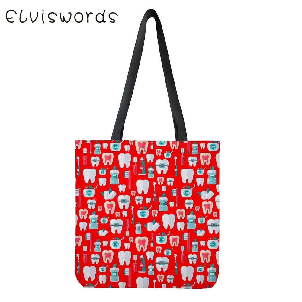 ELVISWORDS, женские модные сумки, Мультяшные зубные щетки, принт, женские сумки на плечо,, torebki damski