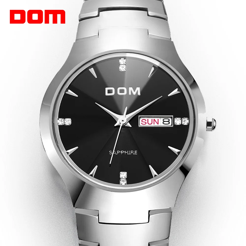 Часы DOM мужские из вольфрамовой стали спортивные роскошные брендовые наручные