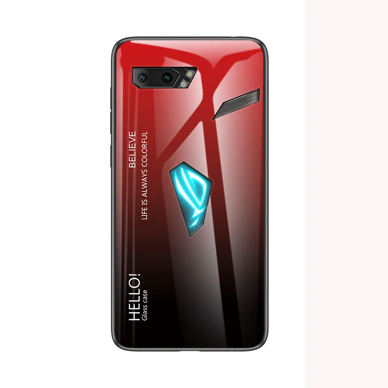 Для Asus ROG Phone 2 Чехол из закаленного стекла с градиентом чехол для Asus ROG Phone 2 ZS660KL градиентный цвет глянцевая стеклянная Защитная крышка - Цвет: Красный