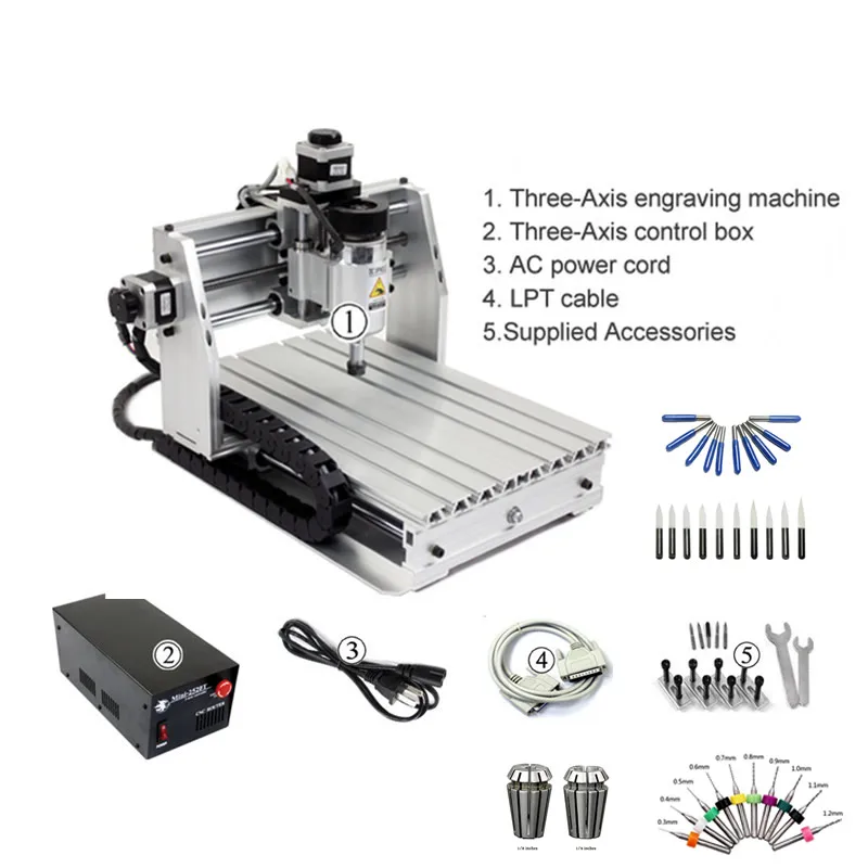 2520 200 Вт 3 оси CNC фрезерный станок с ЧПУ мини фрезерная Гравировка Резки pcb фрезерный станок с Mach3 ER11