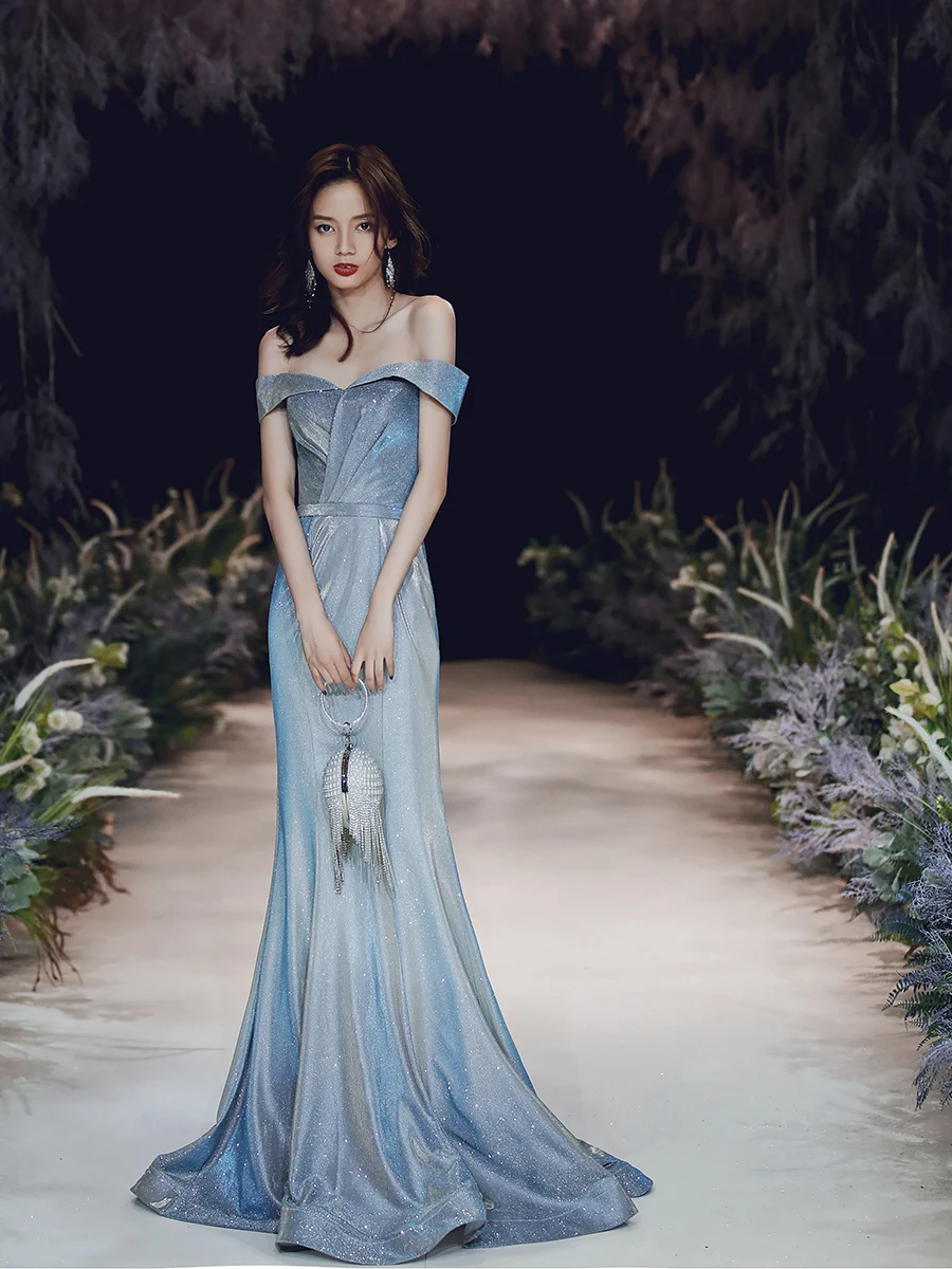 Вечерние платья русалки Длинные вечерние платья Robe De Soiree с открытыми плечами вечерние платья с блестками Abendkleider