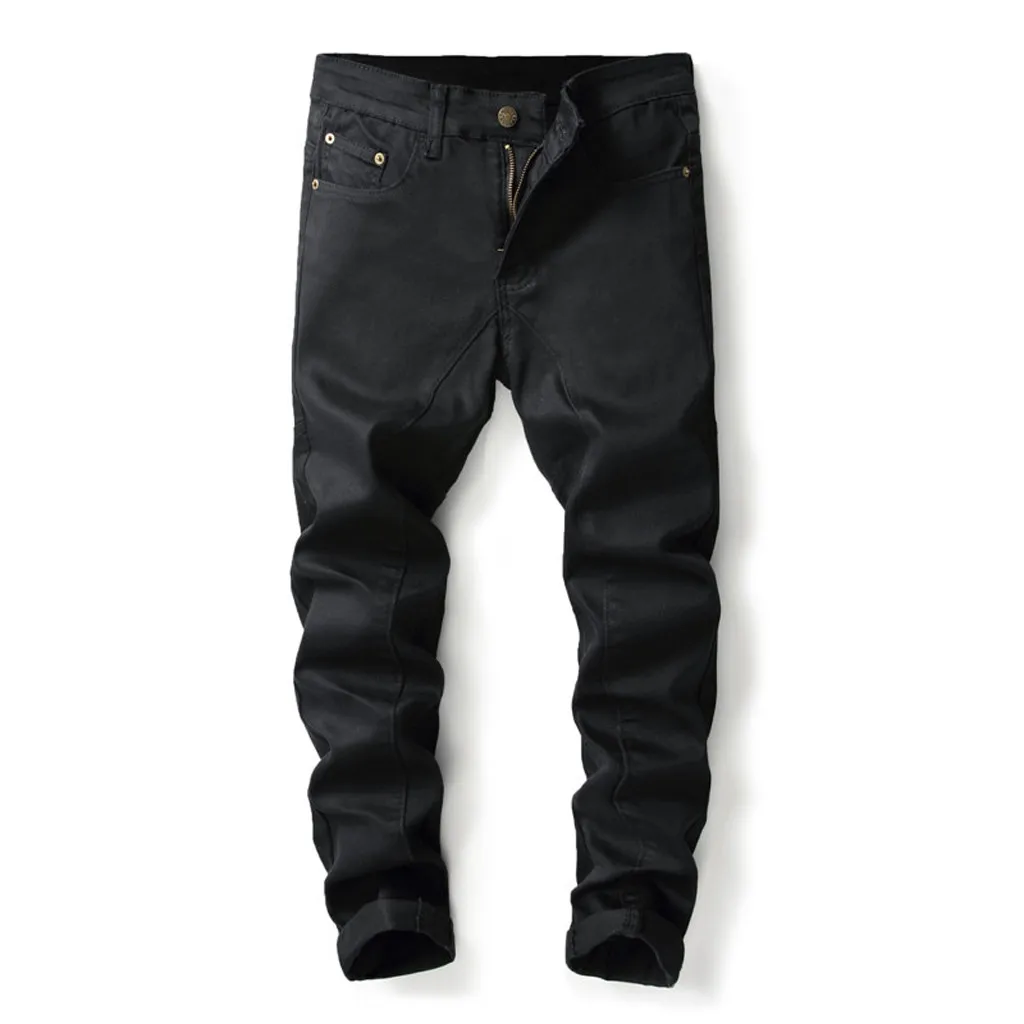 KLV Men Cool Designer Brand Jeans Skinny Ripped Hole Slim Fit Hip Hop Pants Jeans Trousers Sweatpants Streetwear hot 9729 - Цвет: Black