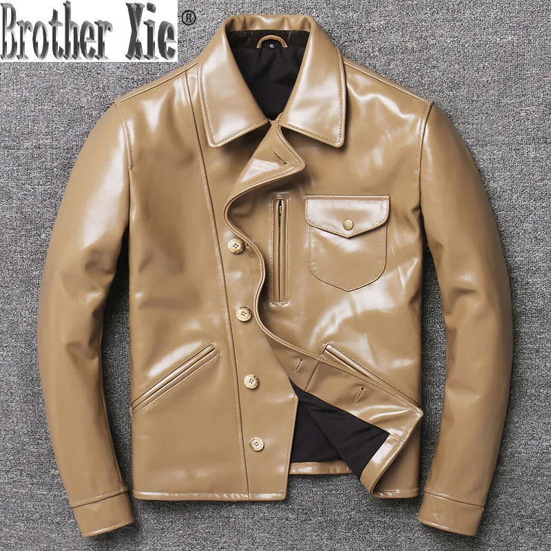 

Genuine Leather Jacket Men Short Real Cow Leather Coat Spring Autumn Motorcycle Men's Leather Jackets Casaco 1810 YY1060