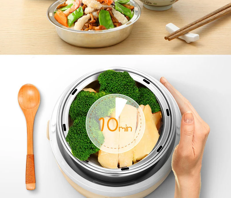 Electric lunch box double stainless steel liner heating lunch box hot rice plug in electric heating lunch box steaming rice15