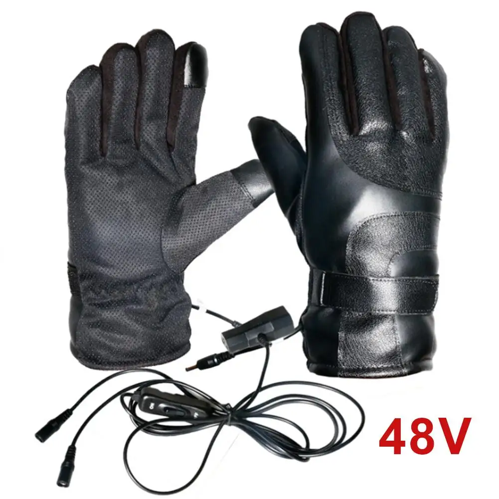 Winter Ski Gloves Electric Heated Gloves Winter Riding Hand Warmer Gloves Motorcycle Thermal Heated Gloves For Skiing Hiking - Цвет: 48V