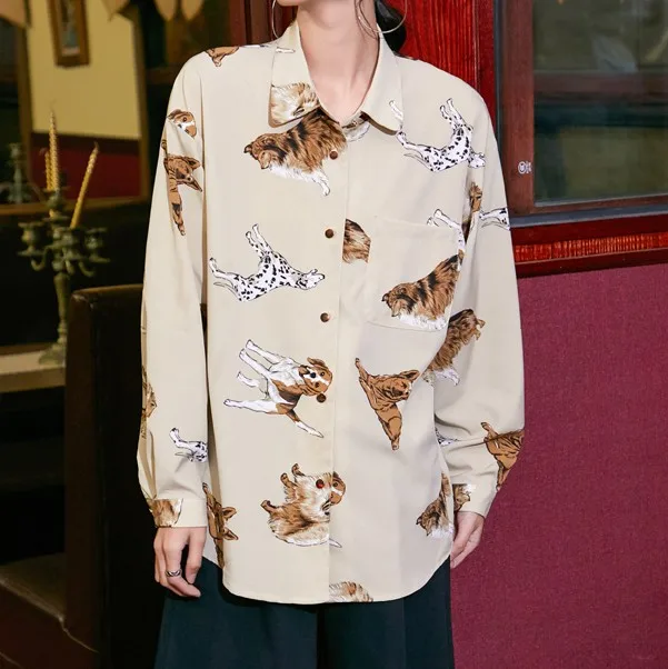 

new women vintage animal print casual smock blouse autumn ladies leopard pattern shirts chic femininas kimono blusas tops