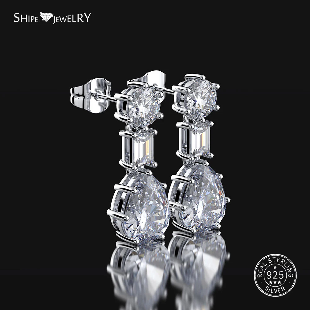

Shipei Water Drop Moissanite Earrings White Gold 925 Sterling Silver Moissanite Stud Earrings for Women Wedding Ear Stud Earring