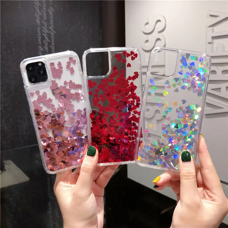 Прозрачный чехол LOVECOM с блестками и зыбучим песком для iPhone 12 Mini 11 Pro Max XR X XS 7 8 Plus