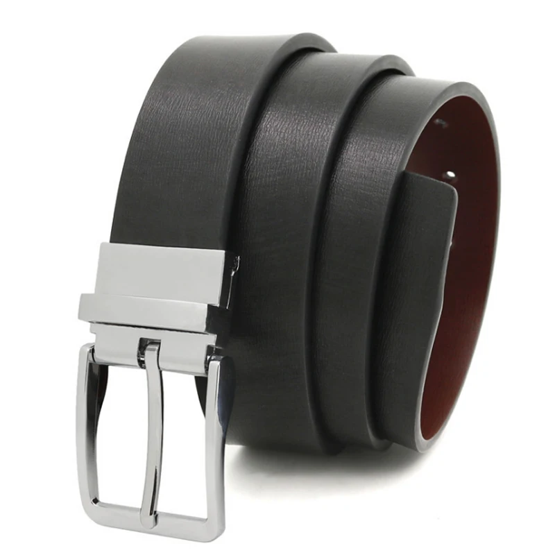 

Hot Sale Non Stitching Men's Reversible Rotating Classic Dress Strap Casual Belt Genuine Leather Black & Brown