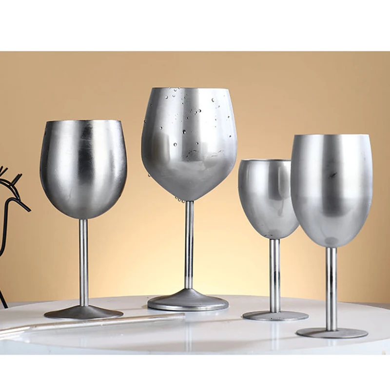 2pcs Stainless Steel Wine Glasses Single-walled Insulated Unbreakable Goblets  Metal Stemmed Wine Tumblers For Whiskey Boating - Wine Glass - AliExpress