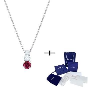 

SWA New Attraction Trilogy Round Red Crystal Pendant Necklace Valentine's Day Romantic Fashion Luxury Gift Unique Retro