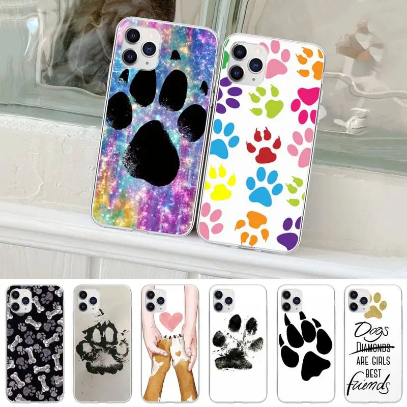 Dog Footprint Paw Transparent Mobile Phone Cover For Samsung Galaxy S20 S10e S7 S8 S9 S10 Plus A51 A71 Clear Case | Мобильные