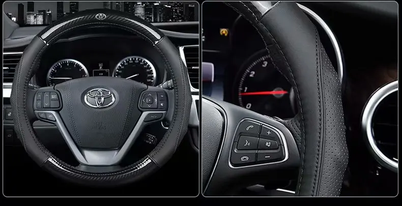Car Genuine Leather Steering Wheel Covers for Toyota Camry Corolla Axio Altis Rav4 4Runner C-HR Fortuner Harrier Highlander