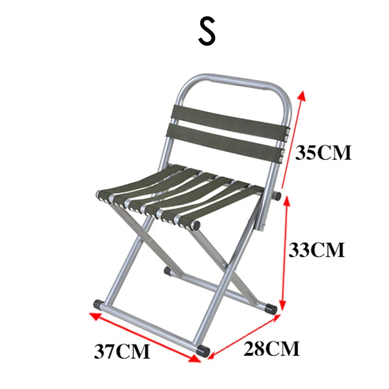 Складной табурет для отдыха на открытом воздухе для взрослых, переносная Военная маленькая Складная скамейка, Сверхлегкий домашний стул для рыбалки, Походное сиденье для пикника - Цвет: S backrestchairgreen