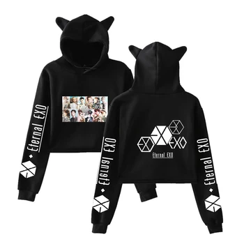 

2019 Kpop EXO PLANET#5 Women's Cat Ear Sweatshirt Streetwear Pullover Tops Female Harajuku K Pop EXO PLANET#5 Hoodies Sweatshirt