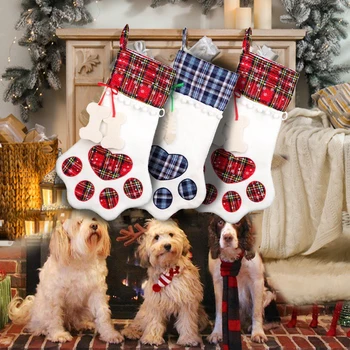 

Dog Christmas Socks Pet Dog Doggy Shoes Lovely Soft Warm Knitted Socks Clothes Cartoon Stripe Small Dog Christmas Decorations