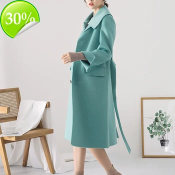 

Wool Elegant 2020 Coat Female Jacket Long 100% Wool Coats and Jackets Women Clothes Korean Overcoat Ladies Coats WF19852 KJ4052