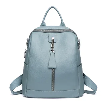 

2020 new ladies first layer concise and elegant fashion leather backpack backpack wild Korean bucket bag