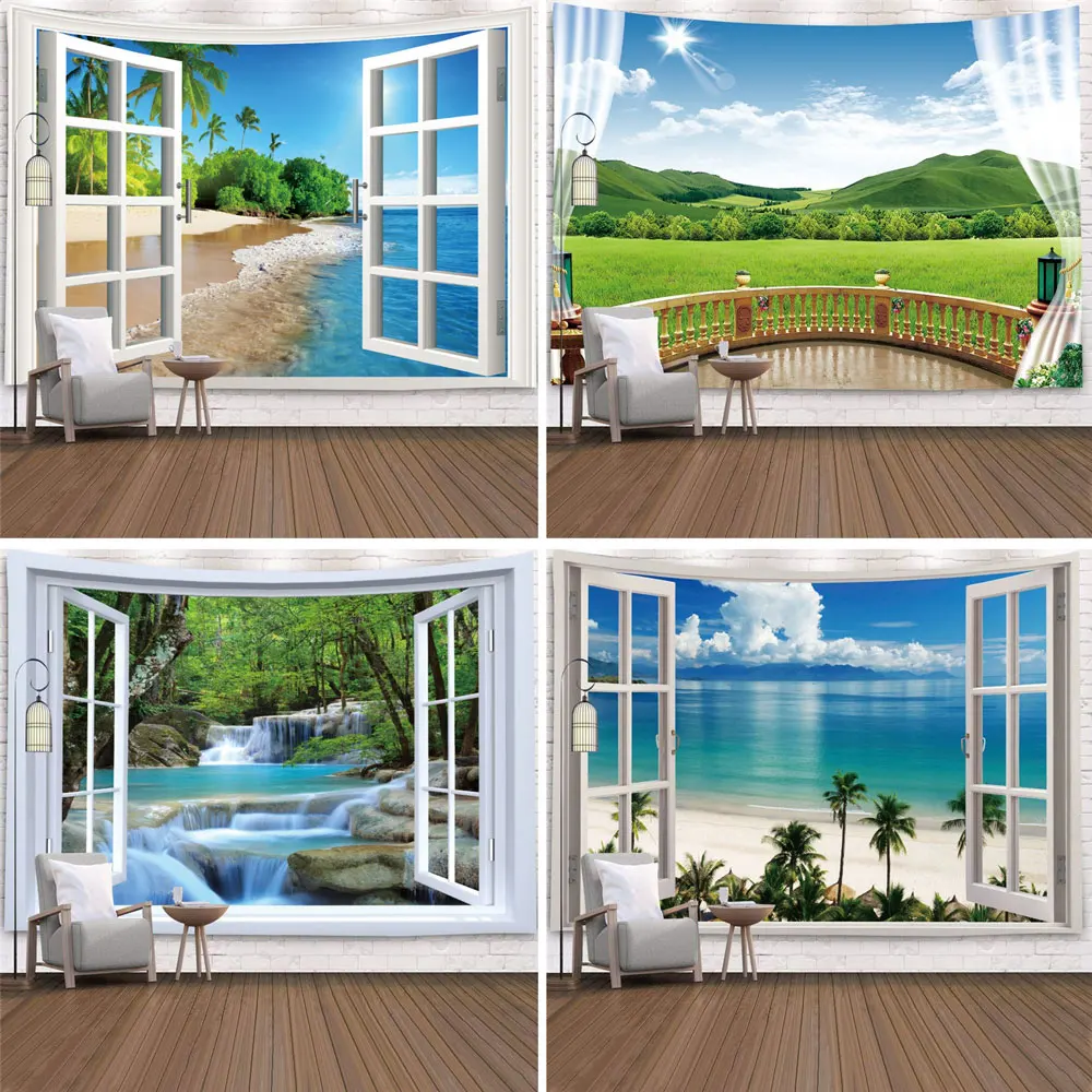 Tapisserie Murale Imitation De Paysage Arbre Tropical Decotarion Artistique Pour La Maison Dortoir Lever Du Tapestry | Дом и сад